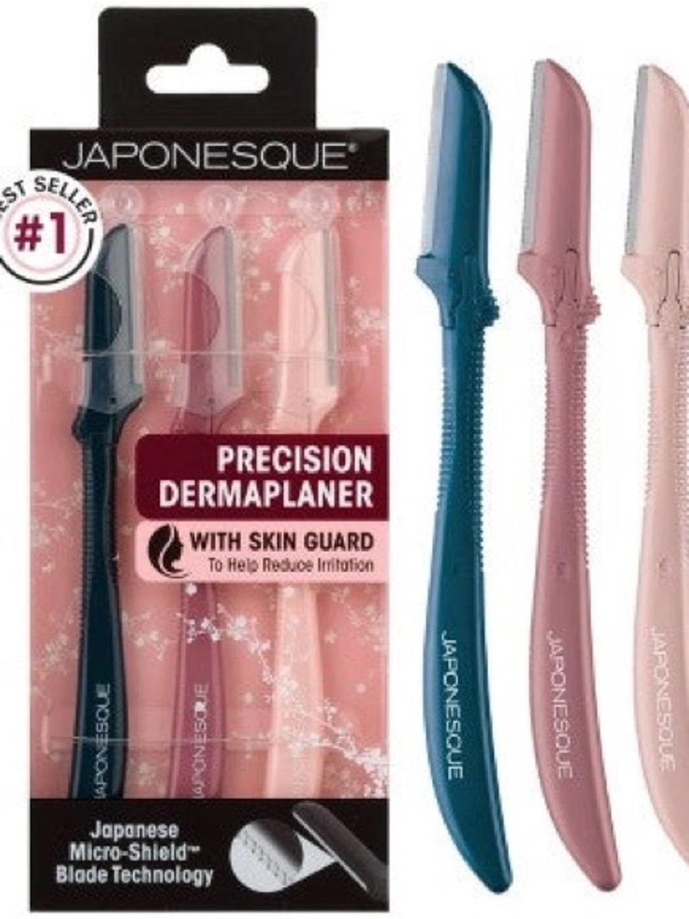 Japonesque Precision Dermaplaner Facial Brush Razors 3ct - New